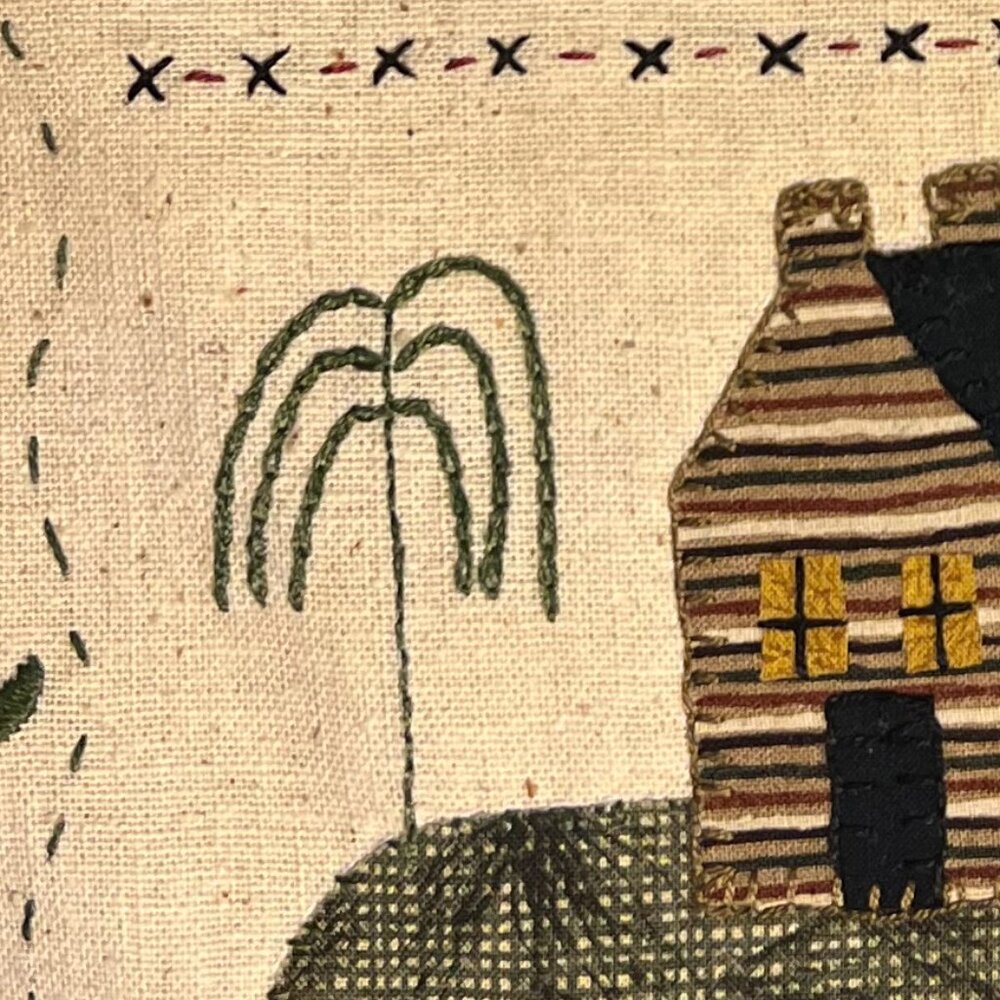 Hand Stitched Antique Needlework Sampler Reproduction Appliqué & Embroidery - Picture 9 of 16